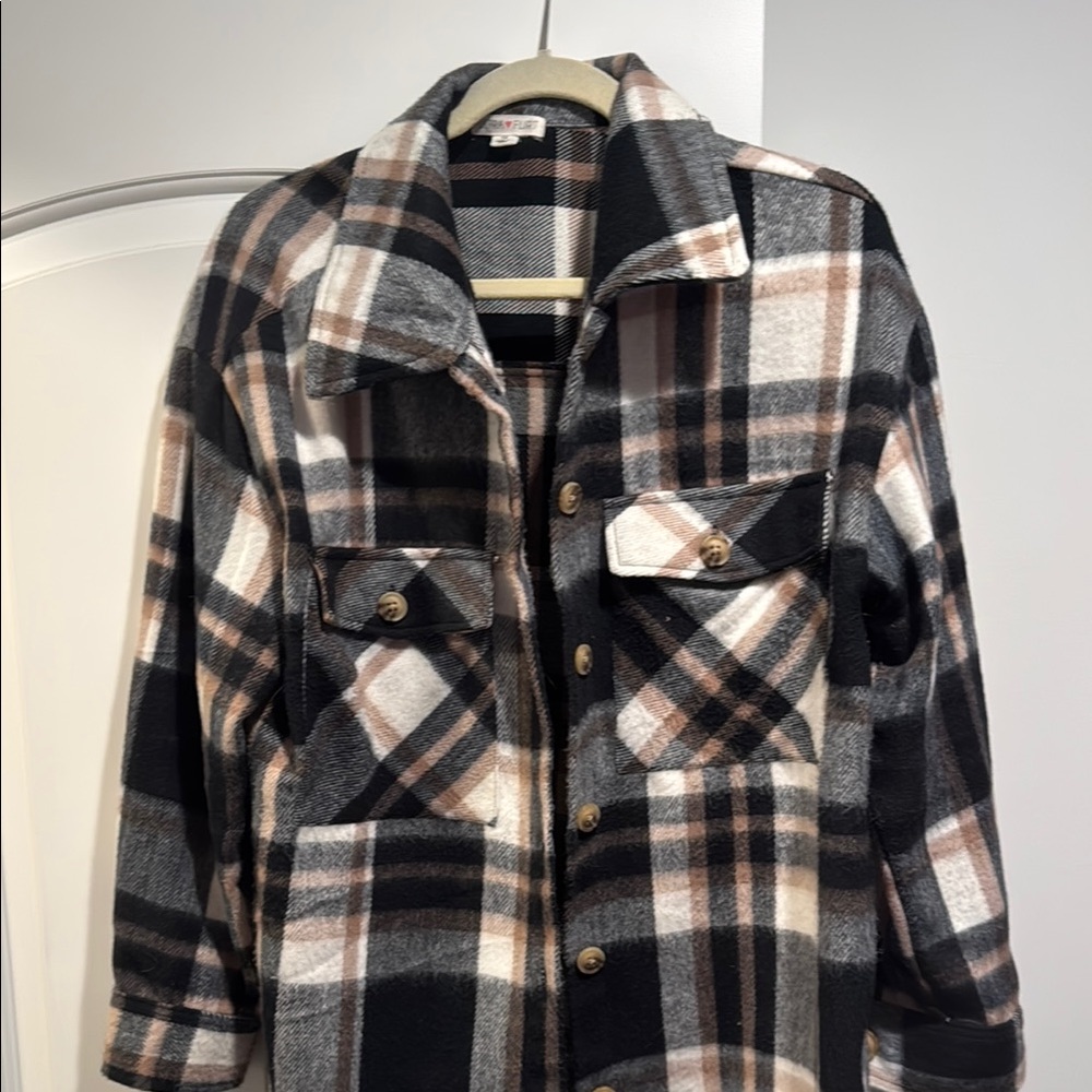 Plaid Button-Up Jacket